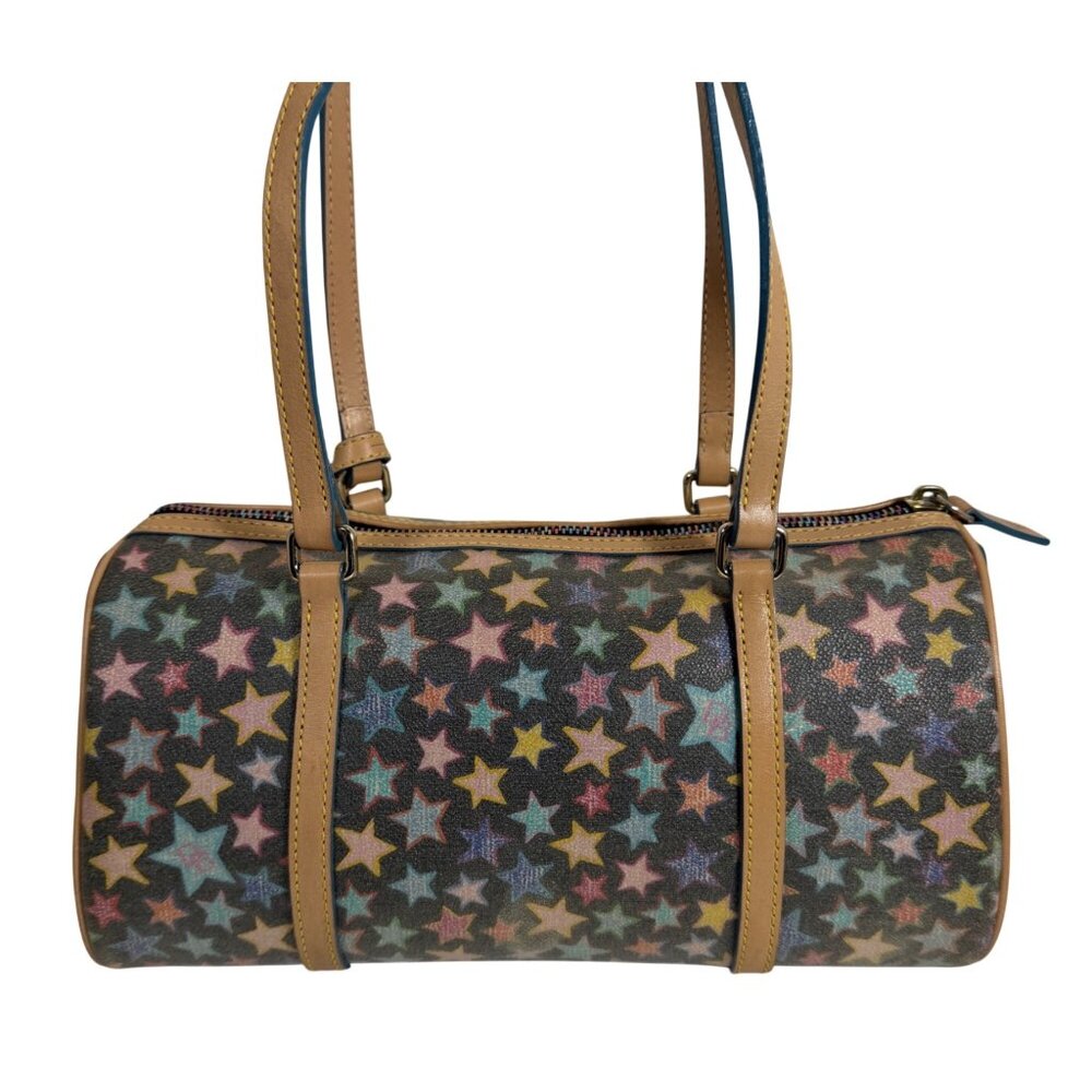 Dooney & Bourke Vintage Multicolored Stars Barrel Shoulder Bag Rainbow Zipper - Picture 4 of 16